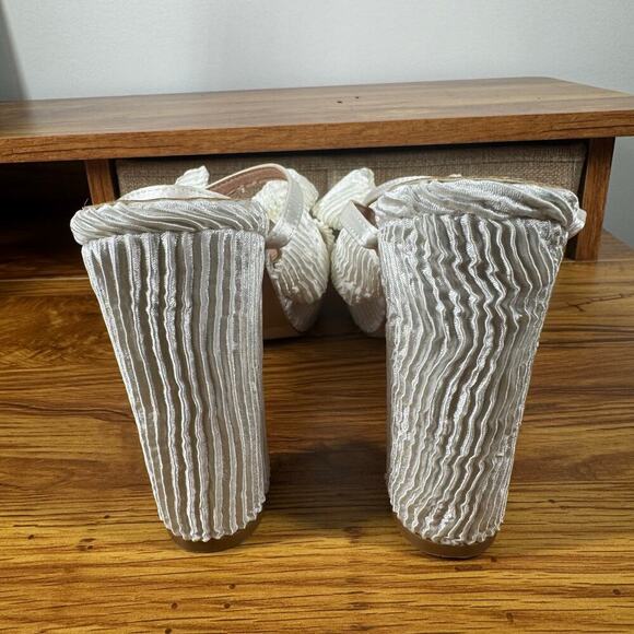 Lulus Platform Heel Women Size 8.5 Lilsa White Bow Platform Ankle Strap Bride - Picture 7 of 9